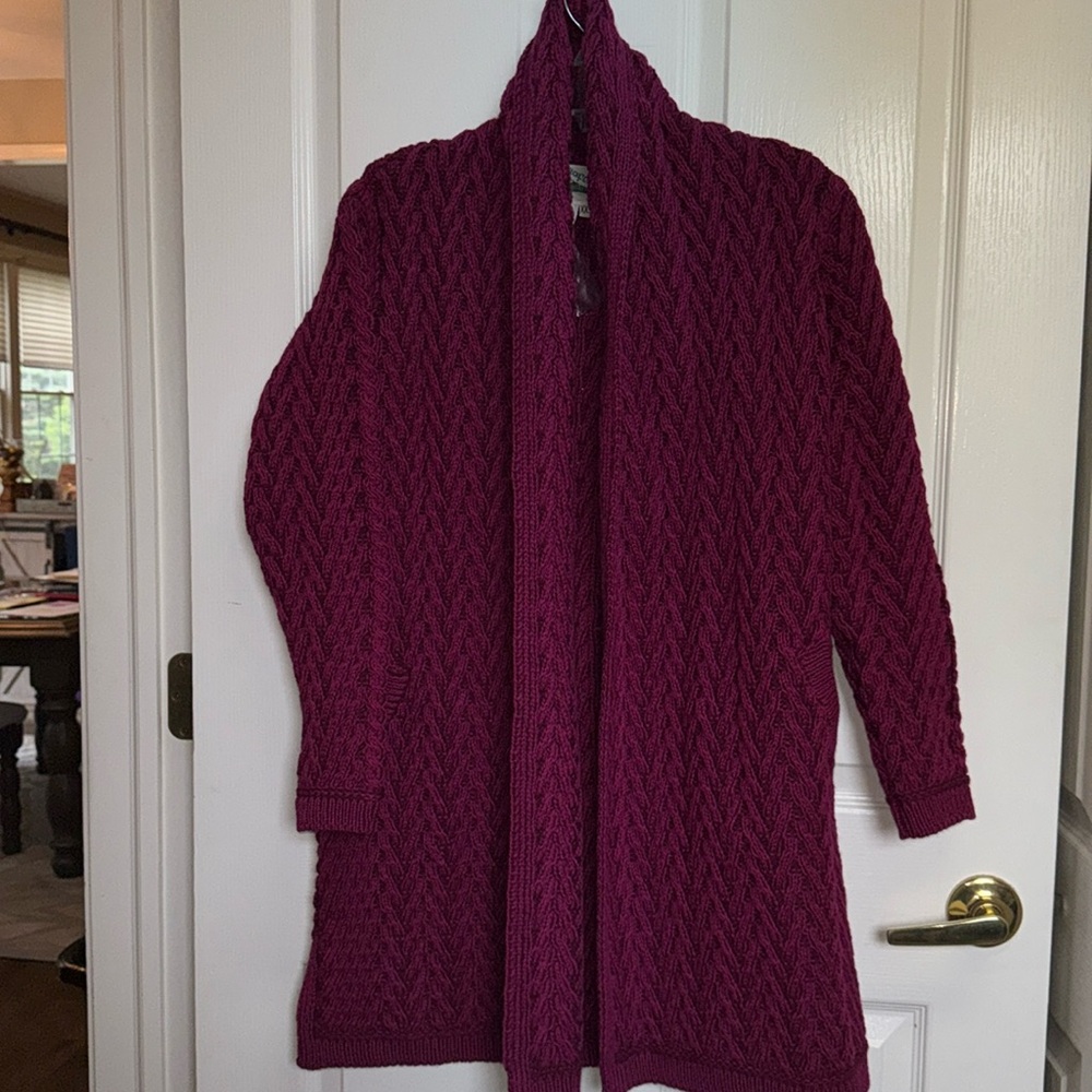 Aran Crafts Cardigan 100% Merino Wool
